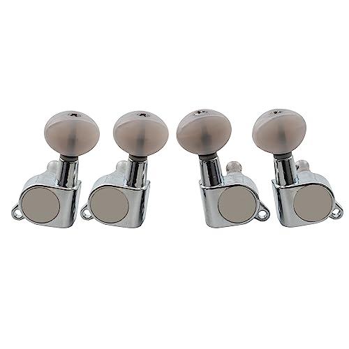 Musiclily L2+R2 ウクレレペグ 4弦 ウクレレ用、 クロームホワイトパールボタン