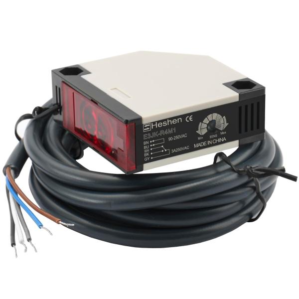 Heschen 光電スイッチ E3JK-R4M1 90-250VAC フィードバック反射タイプ 検出...
