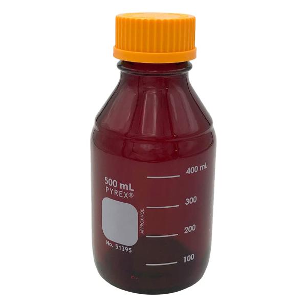 コーニング・PYREXメディウム瓶(PYREX(R)オレンジキャップ付き) 遮光 500mL /1-...