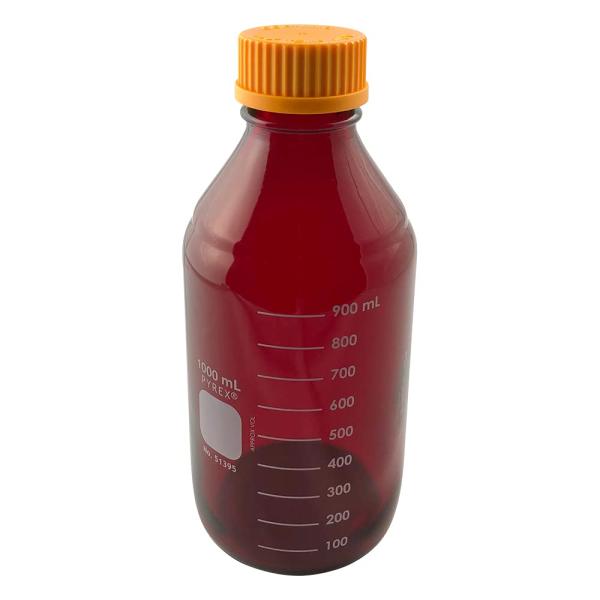 コーニング・PYREXメディウム瓶(PYREX(R)オレンジキャップ付き) 遮光 1000mL /1...