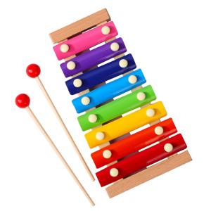 8音 カラフル グロッケンシュピール 子供用木琴 知育玩具 パインウッド製 幼児向け打楽器 音楽教育用
