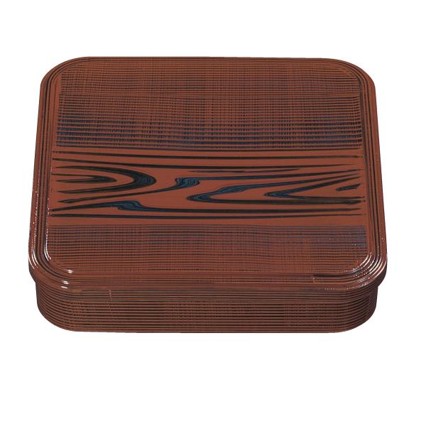 割烹漆器 若泉漆器 ATA尺0寸角幕の内弁当 木目（仕切付） 1-393-4