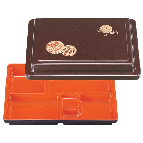 割烹漆器 若泉漆器 尺1寸長手フレッシュ弁当 溜パールまり内朱 1-417-10