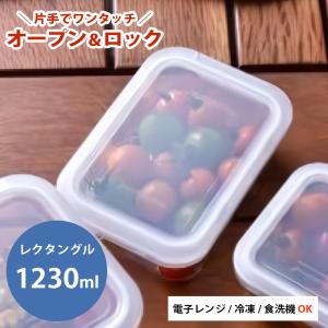 保存容器 密閉 カタテデポン レクタングル 1230ml 調理 食洗機 電子レンジ 冷凍 冷蔵 1点ロック 片手で簡単開閉 お弁当箱｜select-coco10