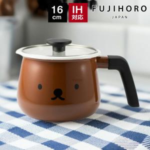 1台7役 マルチポット 16cm 片手鍋 ガラス蓋 ボリスフェイス ガス火 直火 IH ih miffy ミッフィー ホーロー 鍋 保存 富士ホーロー ボリス ディックブルーナ｜select-coco10