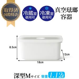 保存容器 ホーロー 真空 深型 角 容器 M ヴィード 琺瑯 富士ホーロー VD-DM.W｜select-coco10