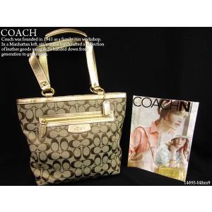2011　秋冬COACH コーチ ペネロピシグネチャーランチ トートバッグ　F14693bkhm9 カーキ×ゴールド