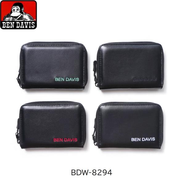 BEN DAVIS ベンデイビス 二つ折り財布 ラウンドファスナー 合成皮革 コンパクト メンズ レ...