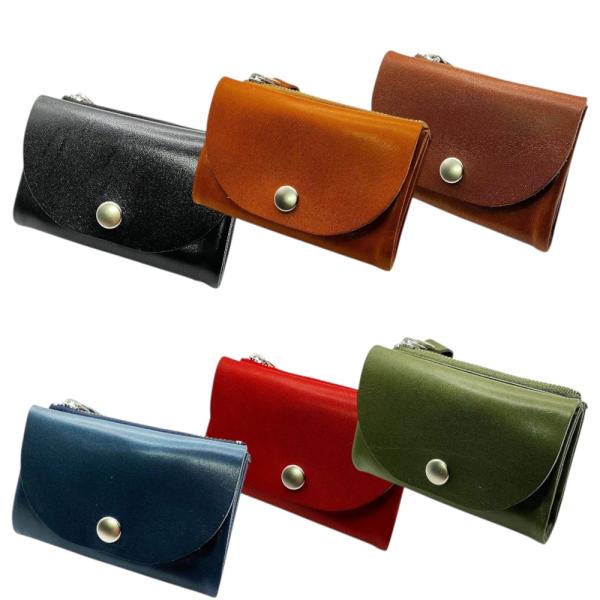 栃木レザー マルチケース 二つ折り ミニウォレット 小型  日本製 本革 牛革 天然 メンズ レディ...