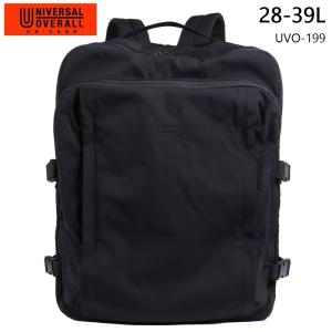 UNIVERSAL OVERALL リュック 28L-39L 拡張 大容量 黒 ナイロン レディース メンズ バッグ デイパック バックパック ユニバーサルオーバーオール UVO-199｜select-en