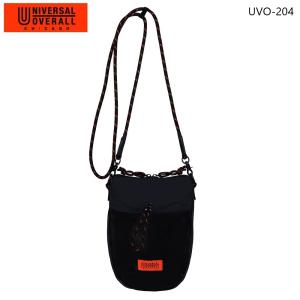 UNIVERSAL OVERALL フロントメッシュ ミニショルダーバッグ 3L 縦型 ナイロン 黒 コンパクト レディース メンズ 斜め掛け ユニバーサルオーバーオール UVO-204｜select-en