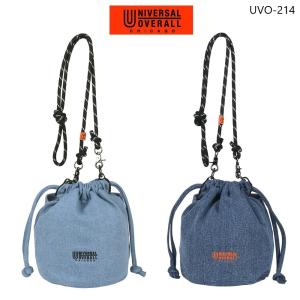 UNIVERSAL OVERALL デニム巾着バッグ 13L 2WAY ミニショルダーバッグ コットン綿 レディース メンズ 斜め掛け 肩掛け ユニバーサルオーバーオール UVO-214｜select-en
