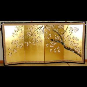 4枚金屏風/ 富永寿峰（平金押し）