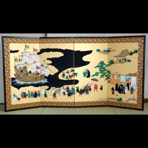 4枚金屏風/ 松井翔雲（南蛮絵巻）