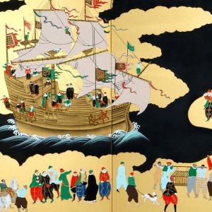 4枚金屏風/ 松井翔雲(南蛮絵巻)の詳細画像1