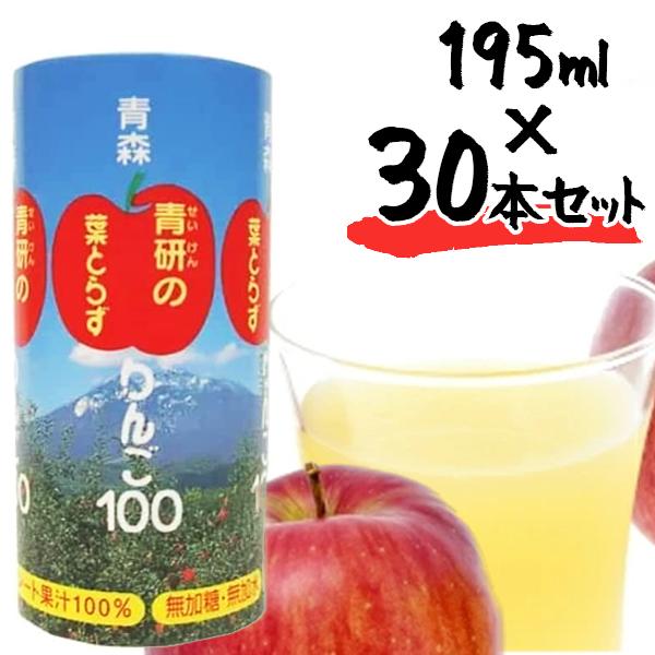 青森県産 青研 葉とらずりんごジュース ストレート100%果汁 195g×30本セット 無添加 国産...