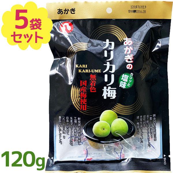 あかぎの カリカリ梅 国産 120g×5個セット 種あり 大粒 無着色 個包装 甘酸っぱい おやつ ...