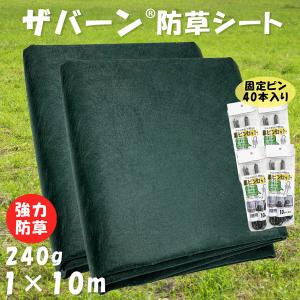 防草シート ザバーン 240G 1m×10m 2個セット 固定用 ピン20本付属 強力 グリーン 緑 デュポン 雑草シート 除草 草取り 家庭菜園 庭 ガーデニング 雑草対策｜select-mofu-y