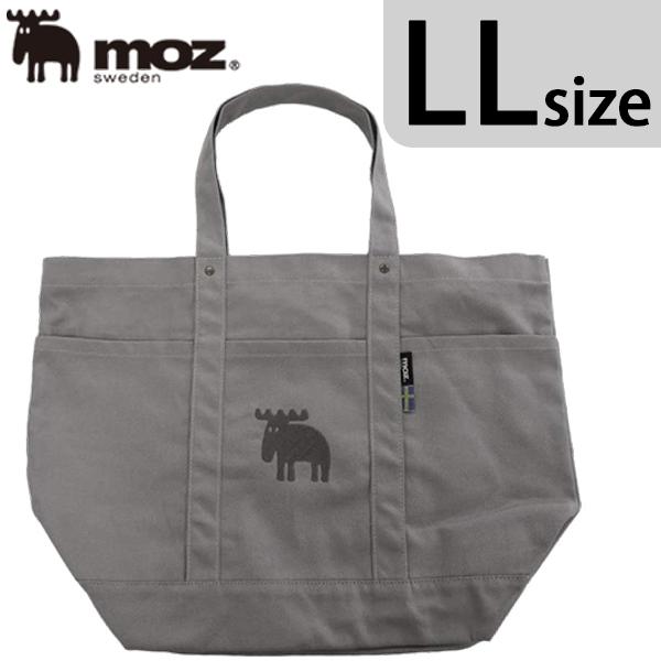 moz 帆布トートバッグ LLサイズ キャンバス素材 ポケット付き 大きめ 約51x37cm グレー...