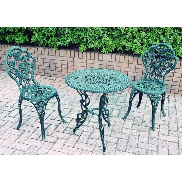 【直送品】ジャービス商事 アルミ鋳物テーブル3点セット(中) テーブル:直径610×H670mm チ...