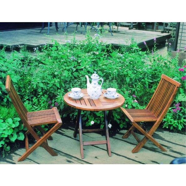 【直送品】ジャービス商事 チーク ミニ折り畳みテーブル3点セット | ガーデン エクステリア おしゃ...