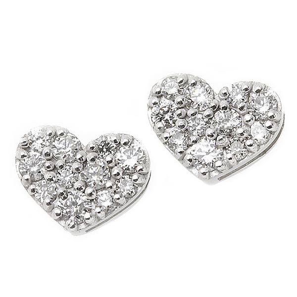 ダイヤモンド ピアス K18 ホワイトゴールド 0.1ct ハート パヴェピアス 0.1カラット ハ...