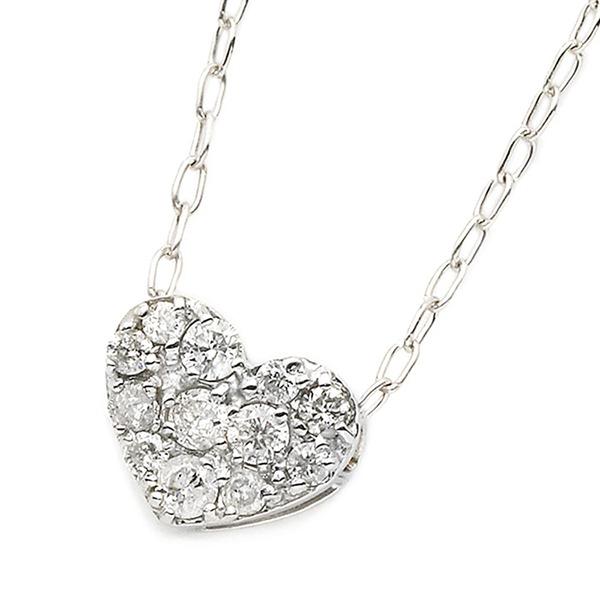 ダイヤモンド ネックレス K18 ホワイトゴールド 0.15ct ハート ダイヤパヴェネックレス ペ...