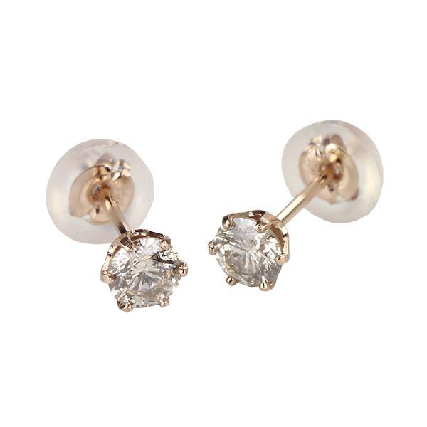 ダイヤモンドピアス 一粒 K18 ピンクゴールド 0.3ct スタッドピアス