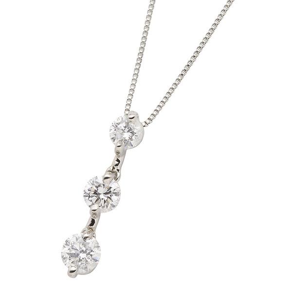 ダイヤモンドペンダント/ネックレス 3石 ダイヤ合計0.5カラット プラチナ Pt900 縦にセット...