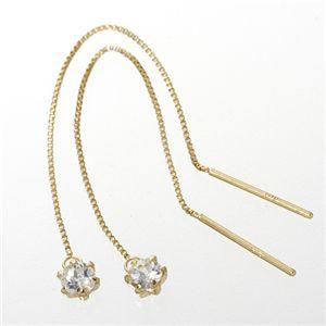 K18 バースデイジュエリーチェーンピアス ムーンストーン(6月)