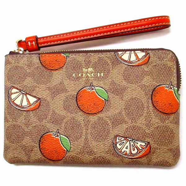 【並行輸入品】コーチ ポーチ COACH アウトレット PVC オレンジ プリント コーナー ジップ...