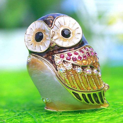 【ジュエリーボックス】 フクロウ 梟 ブラウン ジュエリーボックス  EX2922 n90801