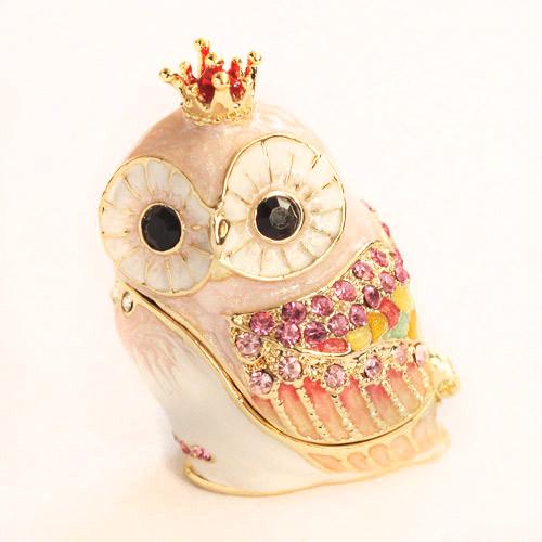 【ジュエリーボックス】ピンククラウンフクロウ ジュエリーボックス EX4381