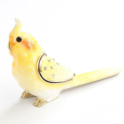 ジュエリーボックス オカメのぴーちゃん オカメインコ 鳥の置物 イエロー EX5141