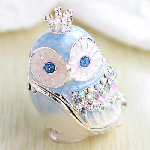 ジュエリーボックス クラウンフクロウ フェアリーブルー EX516-1