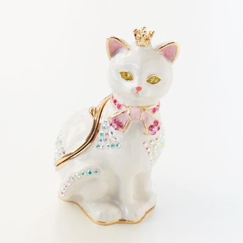 ジュエリーボックス クラウンキャット ホワイト EX556-1 999