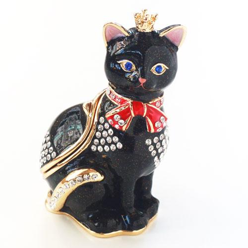 ジュエリーボックス クラウンキャット 黒猫 EX556-3