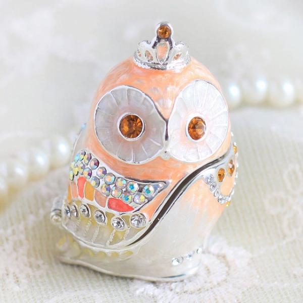 ジュエリーボックス ティアラフクロウ 鳥 縁起物 キャンディオレンジ EX5757