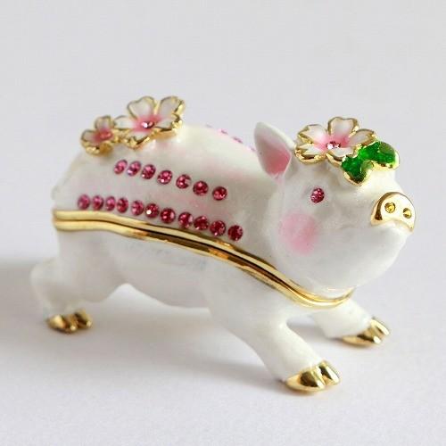 【ジュエリーボックス】【干支シリーズ】小櫻うりぼう いのしし（亥）ホワイト ジュエリーボックス　EX...