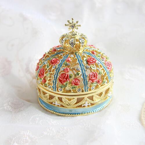 【ジュエリーボックス】 ローズクラウン バラ 王冠 ゴールドブルー EX601-2  999