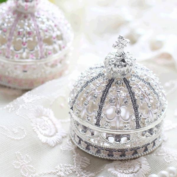 ジュエリーボックス ミニチュアクラウン ピィアース ミニチュアサイズ 王冠の置物 シルバーパープル ...
