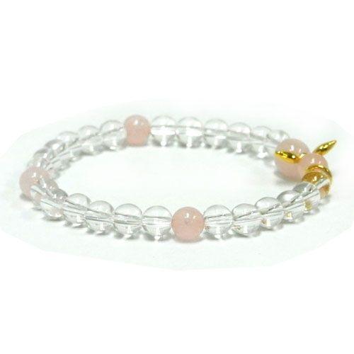 Ange 守護天使 天然石ブレスレット 水晶6mm玉＆ローズクォーツブレスレット　SA000BL30...