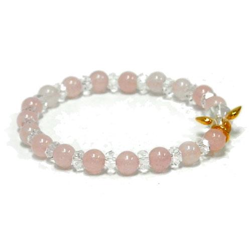 Ange 守護天使 天然石ブレスレット ローズクォーツ6mm玉＆カット水晶ブレスレット　SA000B...