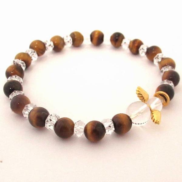 Ange 守護天使 天然石ブレスレット タイガーアイ6mm玉&amp;カット水晶ブレスレット　SA004AN...