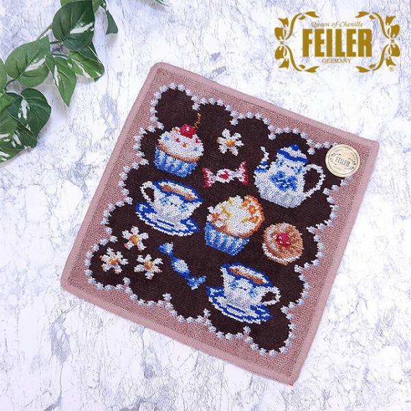 FEILER フェイラー  ハンカチ タオルハンカチ 25cm 花柄 ブラウン SWEET TREA...