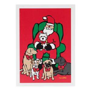 クリスマスカード メッセージカード 犬 Santa in Chair with Dogs サンタクロース マークテトロ