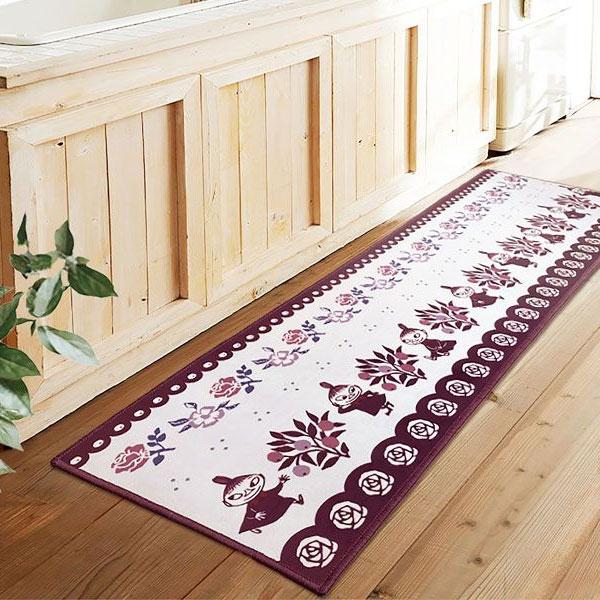 ムーミン キッチン 台所 寝室 マット 丸洗い 洗える すべり止め フランネル 生地 モダン ファブ...