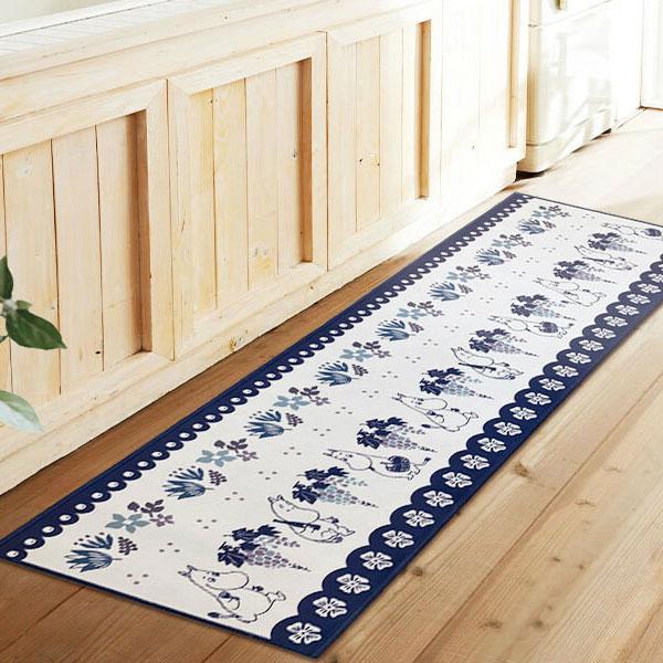 ムーミン キッチン 台所 寝室 マット 丸洗い 洗える すべり止め フランネル 生地 モダン ファブ...