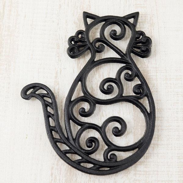 ネコ好きのための鍋敷き トリベット 鍋敷き アイアン ネコ ねこ 猫 ポットスタンド クラシック 鋳...