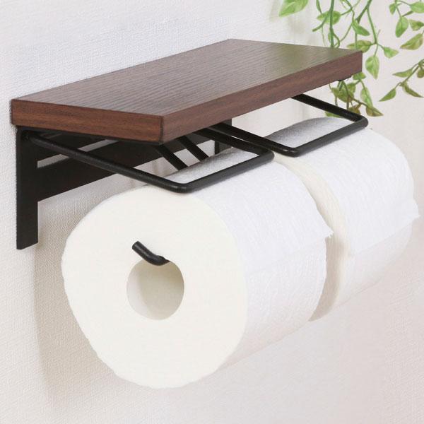トイレットペーパーホルダー カバー おしゃれ 北欧 トイレ ペーパーホルダー 2ロール 賃貸 棚付き...